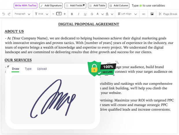 Agreements with Signature
